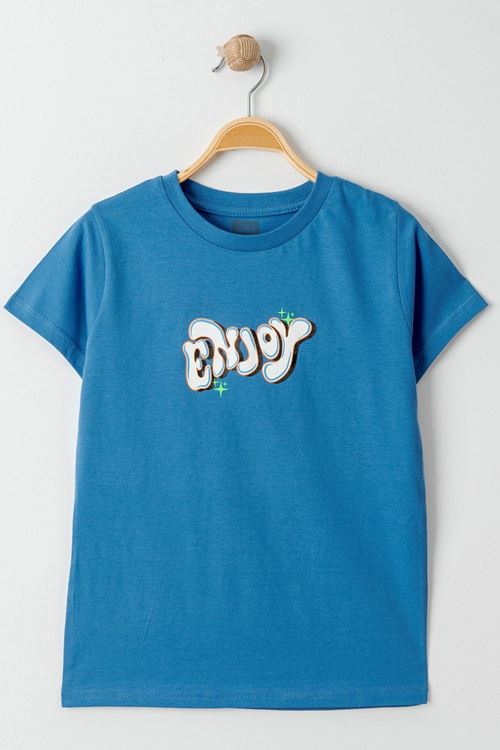 8-12 Yaş Baskılı Erkek Tişört İndigo - 324241.1576.