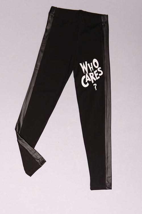 10-14 Yaş Baskılı Çocuk Tayt Siyah - 18083.1567.