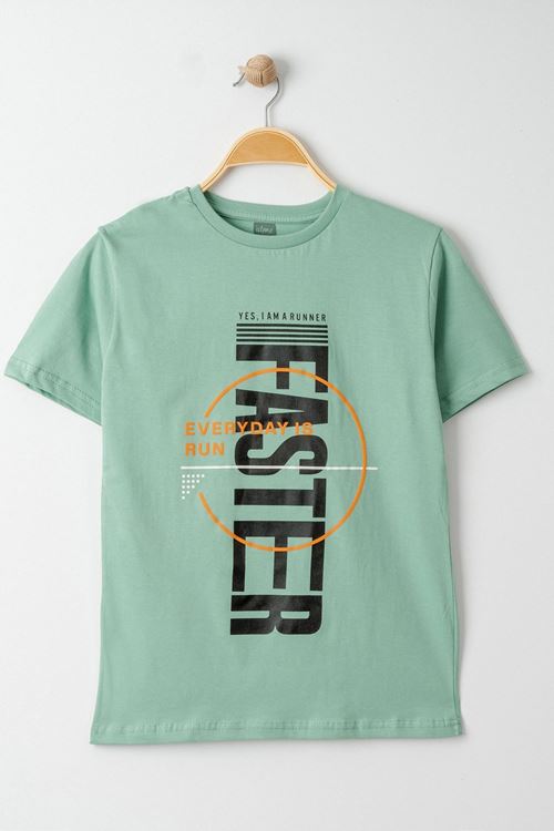 13-16 Yaş Baskılı Erkek Tişört Çağla - 424210.1576.