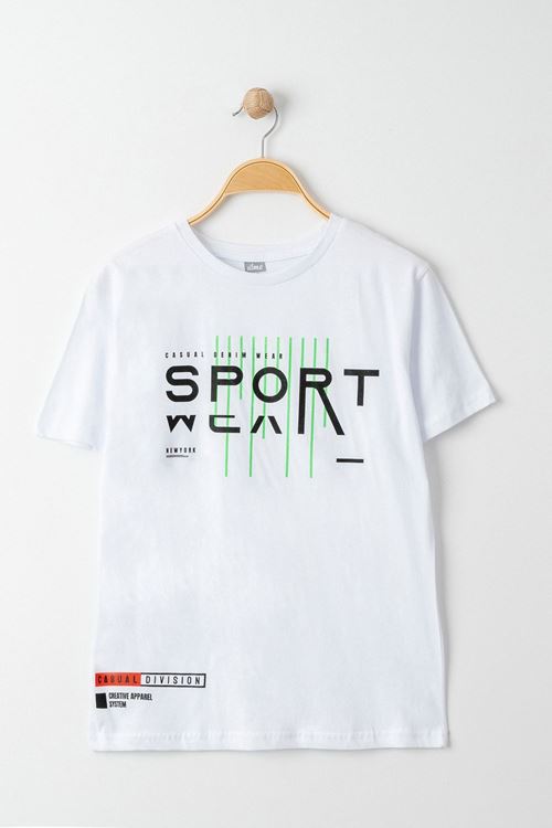 13-16 Yaş Baskılı Erkek Tişört Beyaz - 424169.1576.