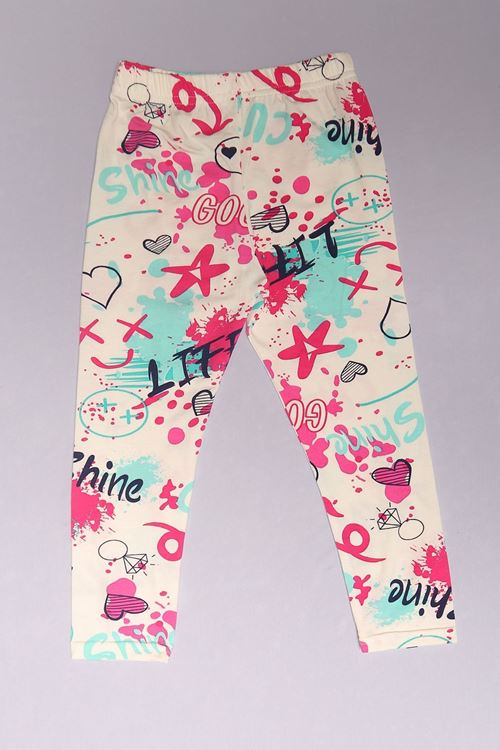 3-8 Yaş Desenli Kız Çocuk Tayt Beyaz - 170.1776.