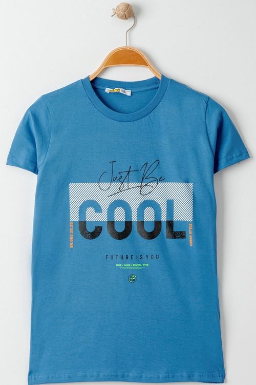 13-16 Yaş Baskılı Erkek Tişört İndigo - 424161.1576.