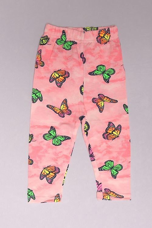 1-4 Yaş Desenli Kız Tayt Pembesarı - 140.1776.