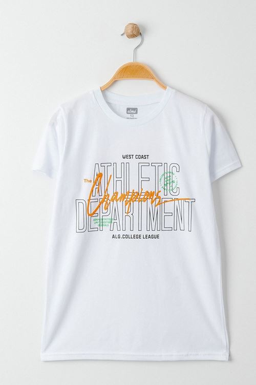 13-16 Yaş Baskılı Erkek Tişört Beyaz - 424159.1576.