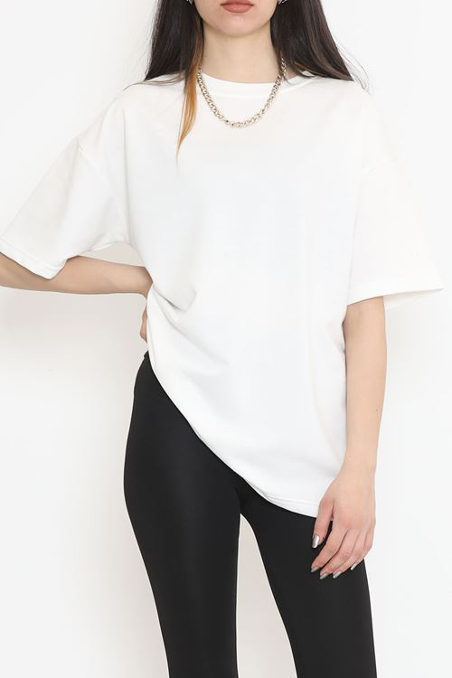 Bisiklet Yaka İki İplik Tişört Beyaz - 15152.751.