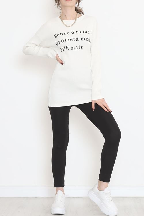 Kaşkorse Baskılı Tunik Ekru - 4003.1567.