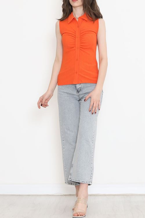 Büzgülü Gömlek Bluz Oranj - 12578.631.