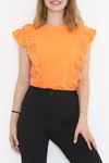 Önü Güpürlü Bluz Turuncu - 844.1019.