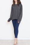 Oversize Ortadan Çımalı Bluz Füme - 15913.1778.