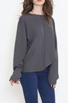 Oversize Ortadan Çımalı Bluz Füme - 15913.1778.