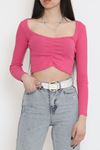 Büzgü Detaylı Bluz Fuşya - 15940.1567.