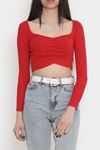 Büzgü Detaylı Bluz Kırmızı - 15940.1567.