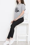Unisex Baskılı Tişört Gri - 18172.599.