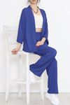 Uzun Kimono Takım Saks - 722.1247.