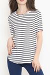 Çizgili Oval Kesim Tişört Siyahbeyaz - 1233.275.