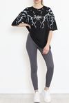 Baskılı Oversize Tişört Siyah - 15923.336.