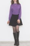 Bisiklet Yaka Crop Sweat Mor - 2508.555.