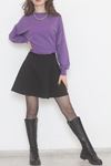 Bisiklet Yaka Crop Sweat Mor - 2508.555.