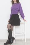 Bisiklet Yaka Crop Sweat Mor - 2508.555.