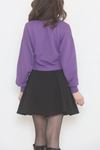 Bisiklet Yaka Crop Sweat Mor - 2508.555.