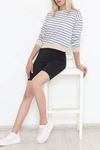 Çizgili Crop Sweat Bejsaks - 11815.1567.