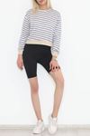 Çizgili Crop Sweat Bejsaks - 11815.1567.
