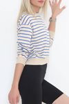 Çizgili Crop Sweat Bejsaks - 11815.1567.