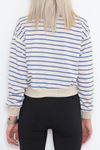 Çizgili Crop Sweat Bejsaks - 11815.1567.