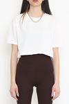 İki İplik Crop Tişört Beyaz - 15151.751.