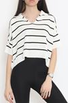 Gömlek Yaka Çizgili Triko Kemiksiyah - 11182.1323.
