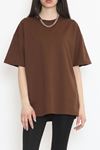 Bisiklet Yaka İki İplik Tişört Kahve - 15152.751.