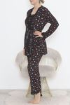 3'Lü Süet Pijama Takımı Siyahkırmızı - 668.1287.