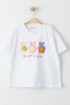8-12 Yaş Çiçek Detaylı Çocuk Tişört Beyaz - 724460.1576.