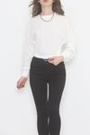 Bisiklet Yaka Crop Sweat Beyaz - 2508.555.