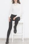 Bisiklet Yaka Crop Sweat Beyaz - 2508.555.