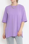 Büyük Beden Duble Kol Tişört Lila - 15788.253.